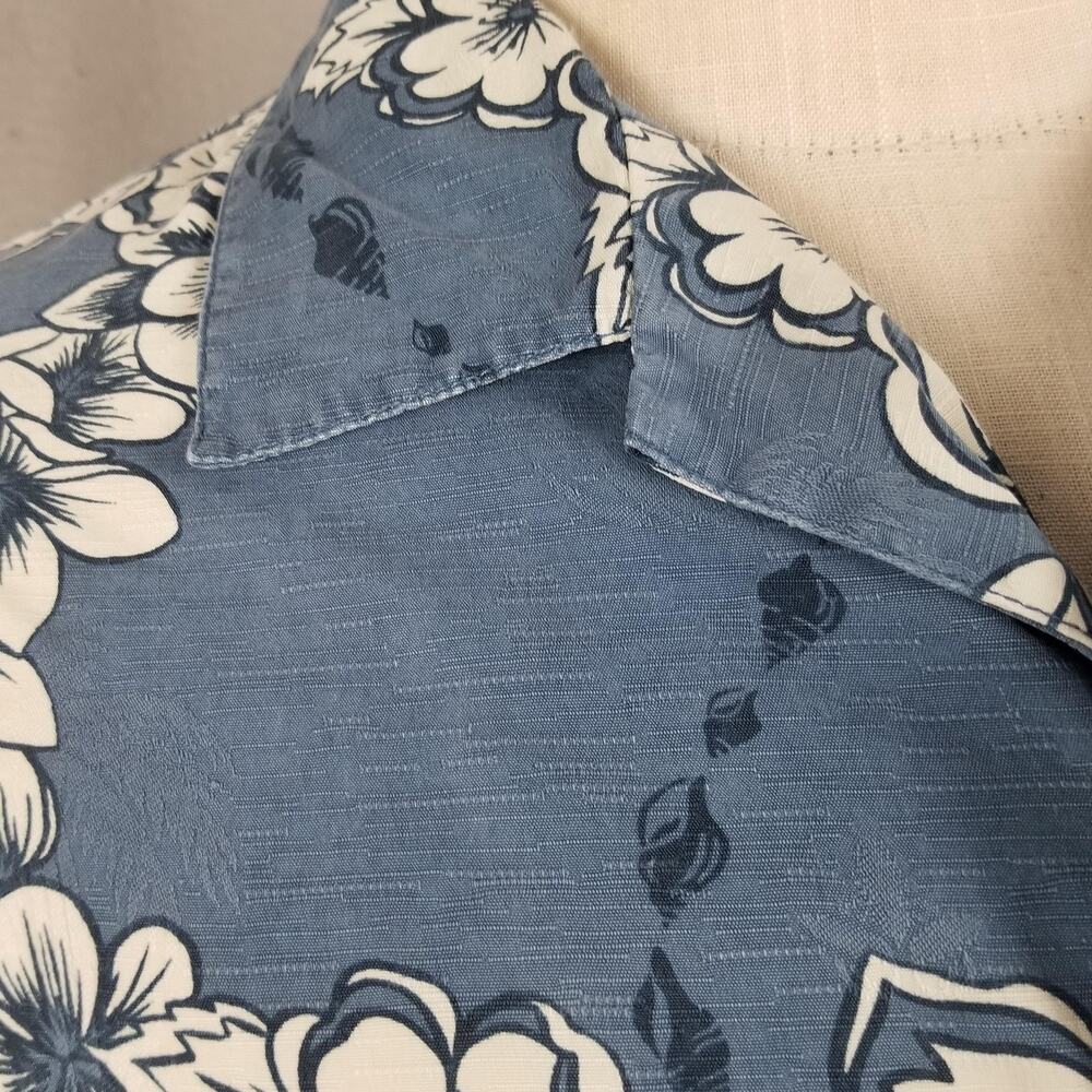 Tommy Bahama Shirt Mens Large Blue Silk Floral Hawaiian Button Up Camp Casual - Picture 4 of 12